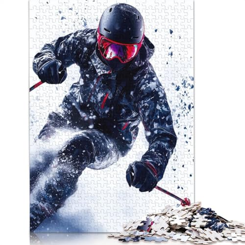 Skier in Action Puzzles 1000 Teile Schwer Puzzle Spielzeug Pädagogisches Spiel Impossible Herausforderung Spielzeug Für Erwachsene Kinder 1000pcs (40x28cm) von LMYmoney