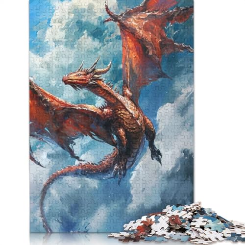 Skyborne Dragon Puzzle 1000-teilige Schwer Puzzle Spielzeug Lernspiel Impossible Herausforderung Spielzeug Für Erwachsene Und Kinder in Bewährter 1000pcs (75x50cm) von LMYmoney