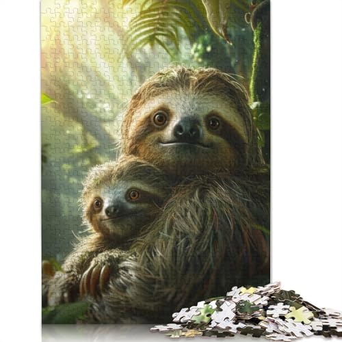 Sloth Animal Family Puzzle 1000-teilige Schwer Puzzle Spielzeug Lernspiel Impossible Herausforderungsspielzeug Für Erwachsene Kinder 1000pcs (75x50cm) von LMYmoney