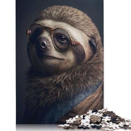Sloth Portrait Puzzle 1000 Teile Schwer Puzzle Spielzeug Lernspiel Impossible Herausforderung Spielzeug Für Erwachsene Und Kinder in Bewährter 1000pcs (75x50cm) von LMYmoney