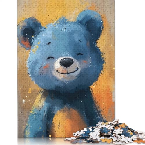 Smiling Blue Bear Puzzle 1000 Teile Schwer Puzzle Spielzeug Lernspiel Impossible Herausforderungsspielzeug Für Erwachsene Und Kinder in Bewährter 1000pcs (38x26cm) von LMYmoney