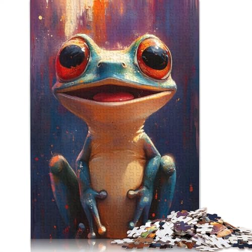 Smiling Frog Painting Puzzle 1000 Teile Schwer Puzzle Spielzeug Lernspiel Impossible Herausforderung Spielzeug Für Erwachsene Kinder 1000pcs (40x28cm) von LMYmoney