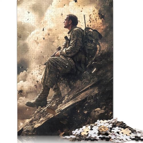 Soldat im Kriegsgebiet, Puzzle, Lernspiele, Familienaktivitäten, Premium-Karton-Puzzle für Frauen und Männer, 1000 Teile (26 x 38 cm) von LMYmoney