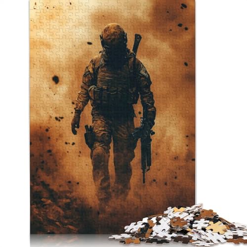 Soldat in der Staubwolke, Puzzle, Lernspiele, Familienaktivitäten, Premium-Karton-Puzzle für Frauen und Männer, 1000 Teile (26 x 38 cm) von LMYmoney