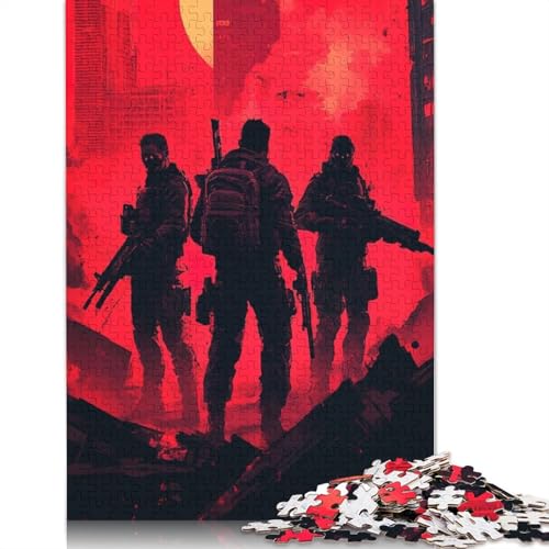Soldaten im roten Stadtbild-Puzzle, Lernspiele, Familienaktivitäten, Premium-Karton-Puzzle für Frauen und Männer, Geschenk, 1000 Teile (26 x 38 cm) von LMYmoney