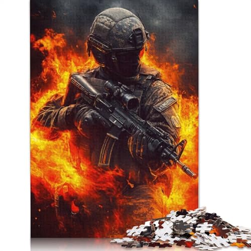Soldier in Flames Puzzle 1000-teilige Schwer Puzzle Spielzeug Lernspiel Impossible Herausforderungsspielzeug Für Erwachsene Kinder 1000pcs (75x50cm) von LMYmoney