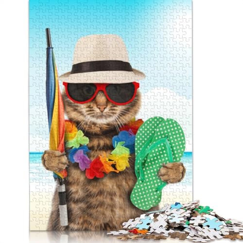 Sommerferien-Katzen-Strand-Puzzle für Erwachsene, Lernspiel, Puzzle-Geschenke für Kinder ab 12 Jahren, 520 Teile (52 x 38 cm) von LMYmoney