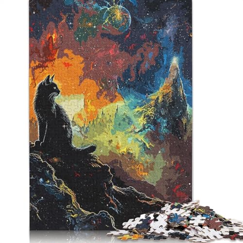 Space Cat Puzzles 1000 Teile Schwer Puzzle Spielzeug Lernspiel Impossible Herausforderungsspielzeug Für Erwachsene Kinder 1000pcs (38x26cm) von LMYmoney