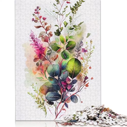Spring Flowers Watercolor Puzzles 1000-teilige Schwer Puzzle Spielzeug Lernspiel Impossible Herausforderungsspielzeug Für Erwachsene Und Kinder in Bewährter 1000pcs (75x50cm) von LMYmoney