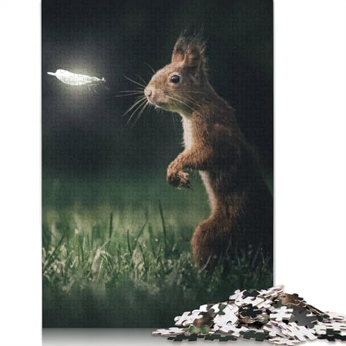 Squirrel Glowing Dragonfly Puzzle 1000 Teile Schwer Puzzle Spielzeug Lernspiel Impossible Herausforderung Spielzeug Für Erwachsene Kinder 1000pcs (38x26cm) von LMYmoney