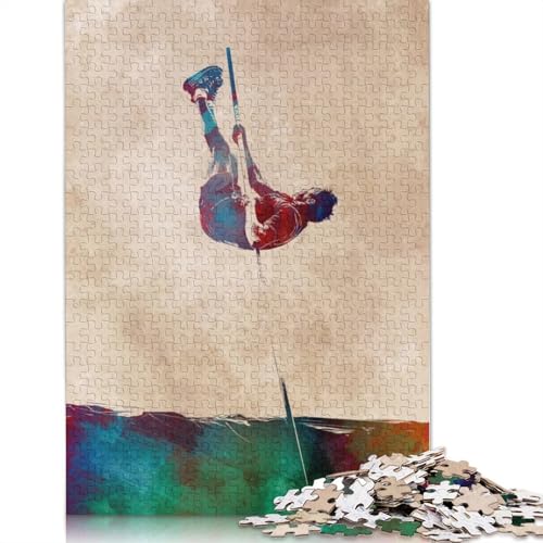 Stabhochsprung-Aquarellkunst, 1000-teiliges Puzzle für Erwachsene | | Familienspaß-Puzzles für Erwachsene, Denkspiele (38 x 26 cm) von LMYmoney