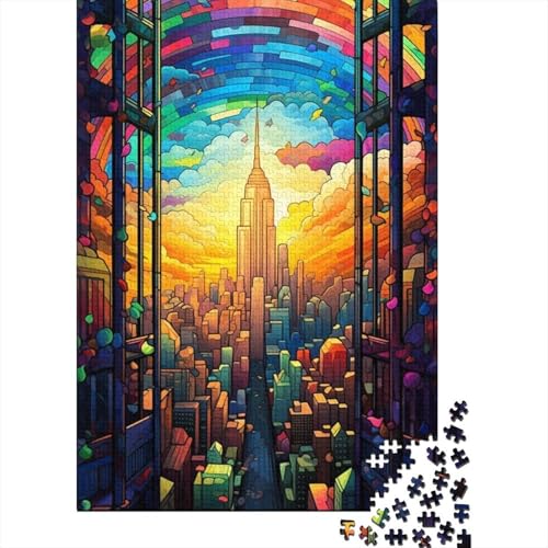 Stadtbild-Puzzle mit Buntem Regenbogenmotiv, 1000 Teile, Puzzle, Denksportaufgaben für Erwachsene, 1000 Teile (38 x 26 cm) von LMYmoney