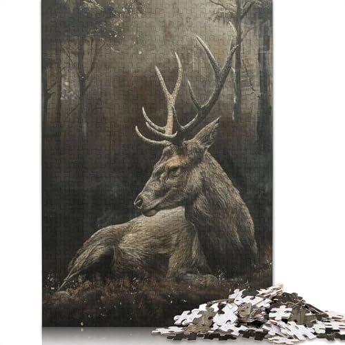 Stag in Mystical Forest Puzzle 1000 Teile Schwer Puzzle Spielzeug Lernspiel Impossible Herausforderung Spielzeug Für Erwachsene Und Kinder Ab 14 Jahren 1000pcs (75x50cm) von LMYmoney