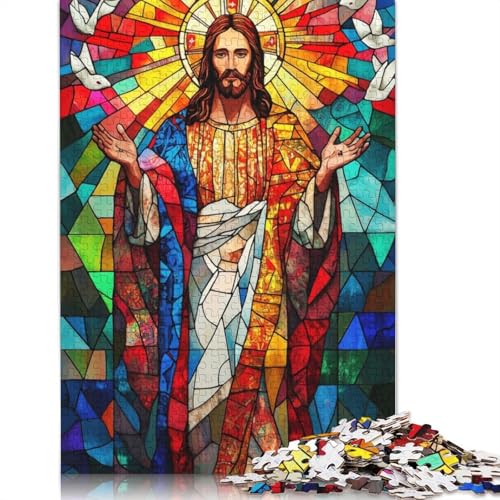 Stained Glass Jesus Puzzle 1000 Teile Schwer Puzzle Spielzeug Pädagogisches Spiel Impossible Herausforderungsspielzeug Für Erwachsene Kinder 1000pcs (40x28cm) von LMYmoney