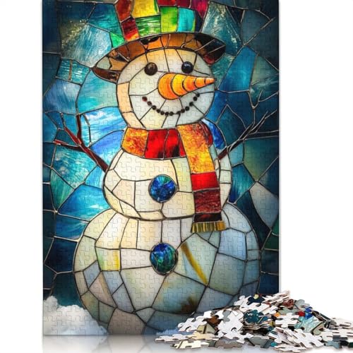 Stained Glass Snowman Puzzles 1000-teilige Schwer Puzzle Spielzeug Lernspiel Impossible Herausforderungsspielzeug Für Erwachsene Und Kinder in Bewährter 1000pcs (75x50cm) von LMYmoney