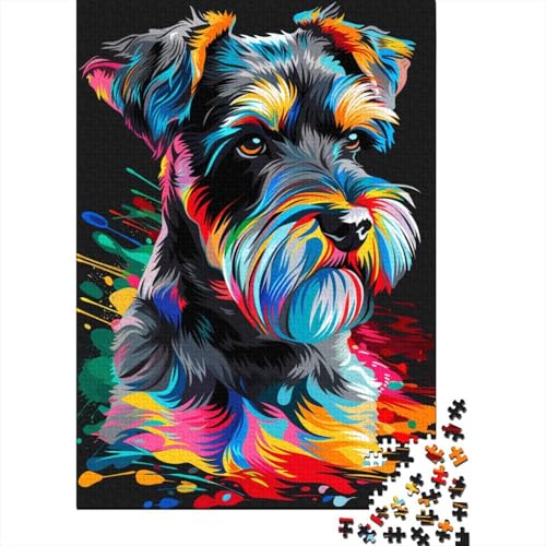 Standardschnauzer-Hund, 1000-teiliges Puzzle für Teenager, Geschenke, Holzpuzzle, Puzzle für Erwachsene, Lernspiele für Zuhause, DIY-Spielzeug, 1000 Teile (38 x 26 cm) von LMYmoney