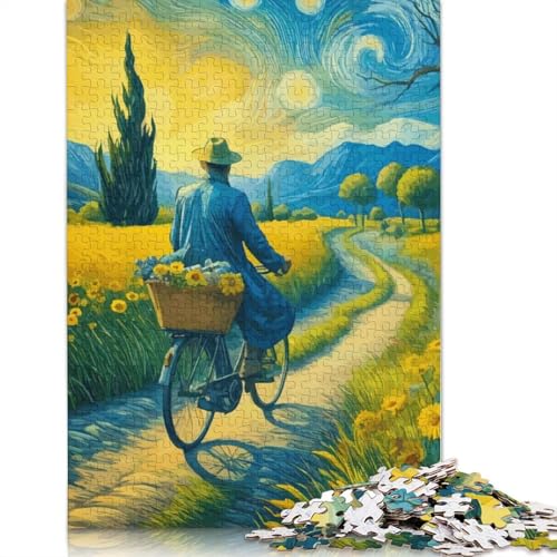 Starry Night Cyclist Puzzles 1000 Teile Schwer Puzzle Spielzeug Pädagogisches Spiel Impossible Herausforderungsspielzeug Für Erwachsene Und Kinder in Bewährter 1000pcs (38x26cm) von LMYmoney
