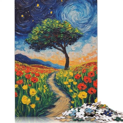 Starry Night Field Puzzles 1000 Teile Schwer Puzzle Spielzeug Lernspiel Impossible Herausforderung Spielzeug Für Erwachsene Kinder 1000pcs (75x50cm) von LMYmoney