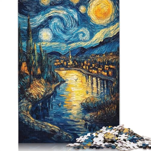Starry Night Village Puzzle 1000 Teile Schwer Puzzle Spielzeug Lernspiel Impossible Herausforderung Spielzeug Für Erwachsene Und Kinder Ab 12 Jahren 1000pcs (75x50cm) von LMYmoney