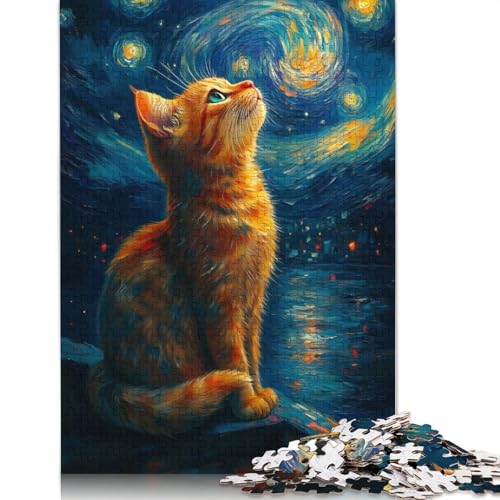 Sternennacht-Katzen-Puzzle für Erwachsene ab 18 Jahren, Upe-Lernspiele, Puzzle für Erwachsene und Kinder, 520 Teile (52 x 38 cm) von LMYmoney