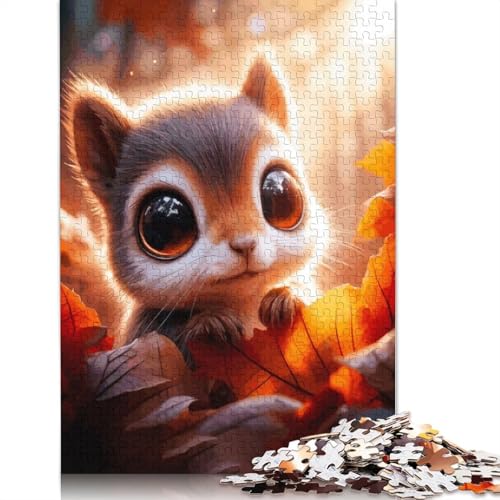 Süßes Eichhörnchen im Herbst-Puzzle, Dekompressionsspielzeug, rechteckiges Papierpuzzle für Kinder und Erwachsene ab 12 Jahren, 1000 Teile (26 x 38 cm) von LMYmoney