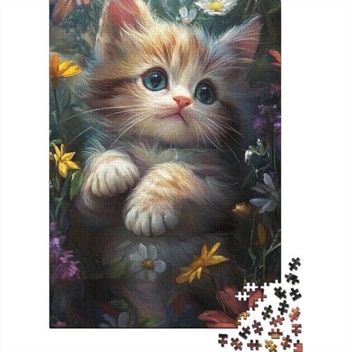 Süßes Kätzchen, 1000-teiliges Puzzle für Erwachsene, kreative Spiele, Herren-Puzzle, Geschenke für Erwachsene Kinder, 1000 Teile (75 x 50 cm) von LMYmoney
