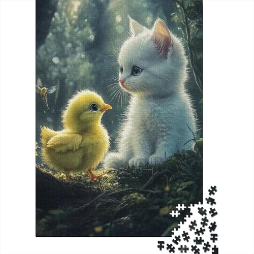 Süßes Küken-Puzzle für Erwachsene, 100% recycelte Holzplatte, Denksportaufgaben für Frauen und Männer, 1000 Teile (75 x 50 cm) von LMYmoney