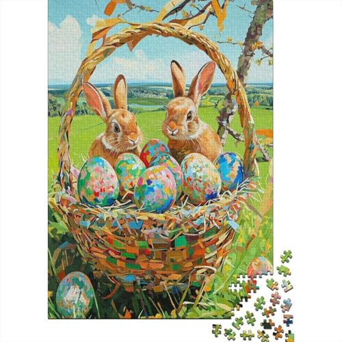 Süßes Osterhäschen-Puzzle, ab 18 Jahren, Lernspiele, Puzzle für Erwachsene und Teenager, 1000 Teile (75 x 50 cm) von LMYmoney