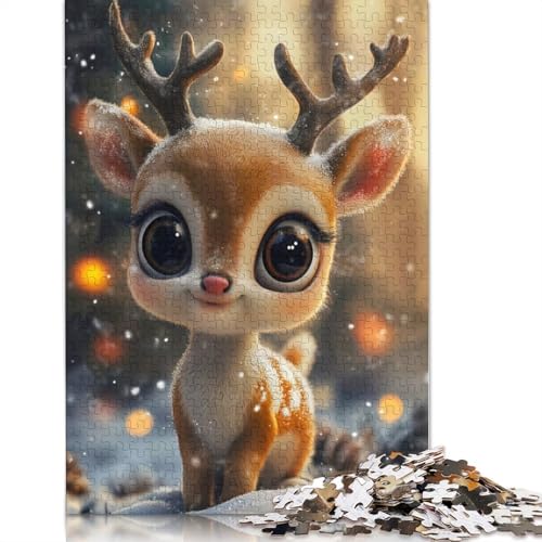 Süßes Rentier-Puzzle mit 1000 Teilen, 100 Prozent recycelte Holzplatte, Puzzlespiele für Kinder ab 12 Jahren, 1000 Teile (75 x 50 cm) von LMYmoney