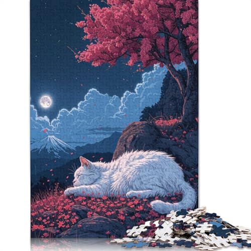Süßes schlafendes Sakura-Puzzle für Erwachsene, Lernspiel, Puzzle-Geschenke für Kinder ab 12 Jahren, 1500 Teile (85 x 57 cm) von LMYmoney