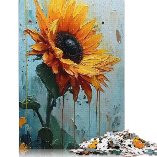 Sunflower Painting Puzzle 1000-teilige Schwer Puzzle Spielzeug Lernspiel Impossible Herausforderungsspielzeug Für Erwachsene Und Kinder Ab 14 Jahren 1000pcs (38x26cm) von LMYmoney