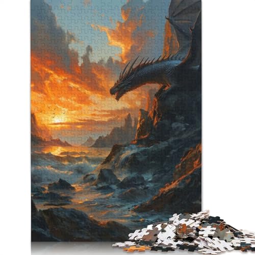 Sunset Dragons Watch Puzzle 1000-teilige Schwer Puzzle Spielzeug Lernspiel Impossible Herausforderung Spielzeug Für Erwachsene Kinder 1000pcs (75x50cm) von LMYmoney