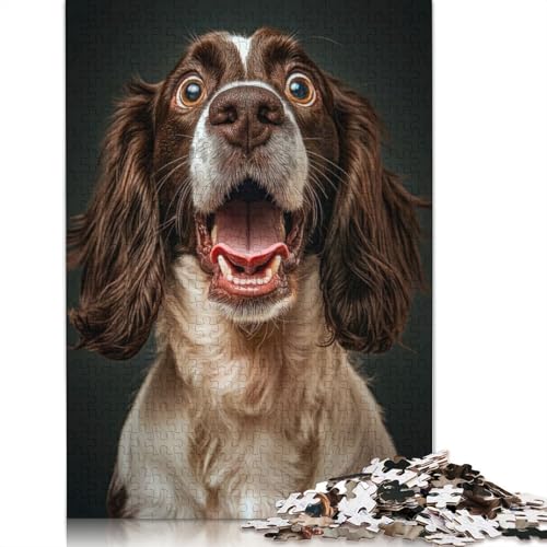Surprised Springer Spaniel Puzzle 1000-teilige Schwer Puzzle Spielzeug Lernspiel Impossible Herausforderung Spielzeug Für Erwachsene Und Kinder in Bewährter 1000pcs (40x28cm) von LMYmoney