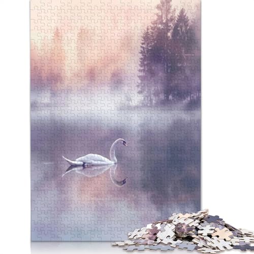 Swans Dawn Serenity Puzzle 1000-teilige Schwer Puzzle Spielzeug Lernspiel Impossible Herausforderung Spielzeug Für Erwachsene Kinder 1000pcs (75x50cm) von LMYmoney