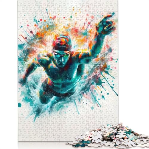 Swimmer in Motion Puzzle 1000-teilige Schwer Puzzle Spielzeug Lernspiel Impossible Herausforderung Spielzeug Für Erwachsene Kinder 1000pcs (75x50cm) von LMYmoney