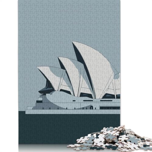 Sydney Opera House Minimalist Art Puzzle 1000 Teile Schwer Puzzle Spielzeug Pädagogisches Spiel Impossible Herausforderung Spielzeug Für Erwachsene Kinder 1000pcs (38x26cm) von LMYmoney