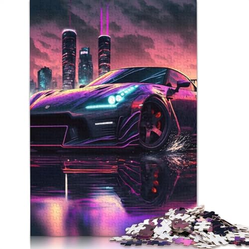 Synthwave Sportscar Puzzle, kreative Spiele, 100% recycelter Karton, Puzzle für Erwachsene, 1000 Teile (26 x 38 cm) von LMYmoney
