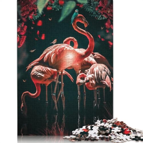 The Glowing Flamingo Puzzle 1000-teilige Schwer Puzzle Spielzeug Lernspiel Impossible Herausforderung Spielzeug Für Erwachsene Und Kinder in Bewährter 1000pcs (75x50cm) von LMYmoney