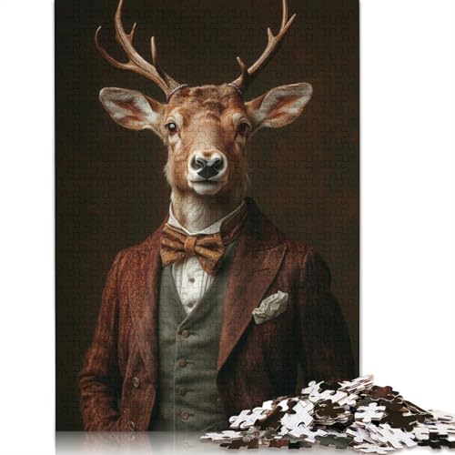The Noble Reindeer Puzzles 1000 Teile Schwer Puzzle Spielzeug Lernspiel Impossible Herausforderung Spielzeug Für Erwachsene Kinder 1000pcs (75x50cm) von LMYmoney