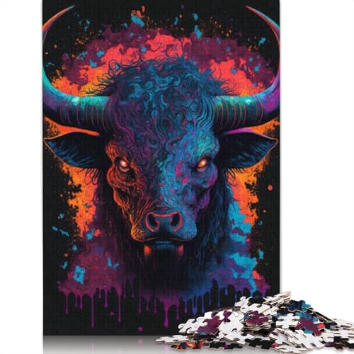 Tier-Bullen-Puzzles 1000 Teile Holzpuzzles für Erwachsene und Teenager Familienspiel 1000 Stück (75 x 50 cm) von LMYmoney