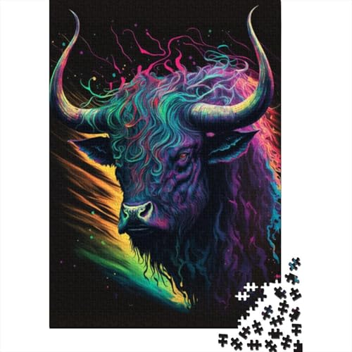 Tiere Bullen 1000 Teile Holzpuzzle für Erwachsene Puzzles Lernspiel Herausforderungsspielzeug 1000 Stück (38 x 26 cm) von LMYmoney