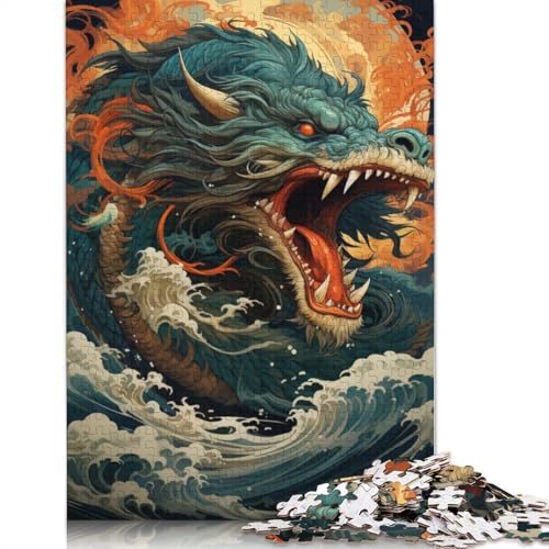 Tierisches buntes Drachenpuzzle, Dekompressionsspielzeug, rechteckiges Papierpuzzle für Kinder und Erwachsene ab 12 Jahren, 1000 Teile (75 x 50 cm) von LMYmoney