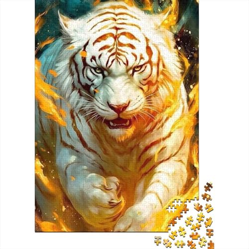 Tierkunst-Tiger-Puzzle, Dekompressionsspielzeug, rechteckiges Papierpuzzle für Kinder und Erwachsene ab 12 Jahren, 1000 Teile (38 x 26 cm) von LMYmoney