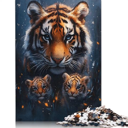 Tiger Family Portrait Puzzles 1000 Teile Schwer Puzzle Spielzeug Lernspiel Impossible Herausforderung Spielzeug Für Erwachsene Kinder 1000pcs (40x28cm) von LMYmoney