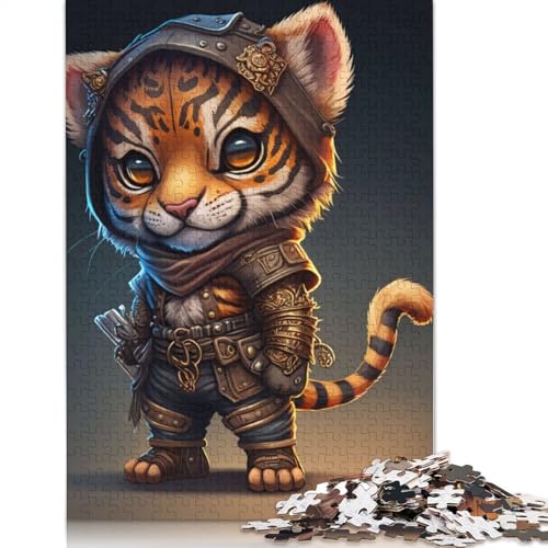 Tiger-Krieger-Chibi-Puzzle, lustige Aktivität für zu Hause, Premium-Karton-Puzzle für Erwachsene, Teenager, Vatertagsgeschenke, 1000 Teile (26 x 38 cm) von LMYmoney