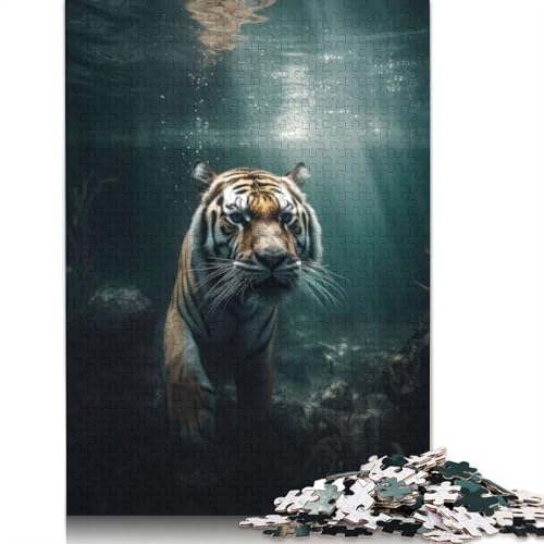 Tiger-Unterwasserschwimm-Puzzle, Denksportaufgabe, Premium-Karton-Puzzle für Kinder und Erwachsene ab 12 Jahren, 1000 Teile (75 x 50 cm) von LMYmoney