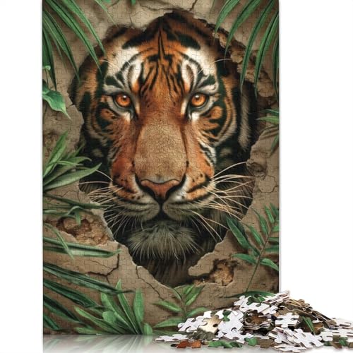 Tiger in der Wand-Puzzle, anspruchsvolle Familienspiele, 100% recycelter Karton, Puzzle für Erwachsene und Kinder, Geburtstagsgeschenk, 1000 Teile (26 x 38 cm) von LMYmoney