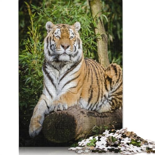 Tiger liegt auf braunem Baum, Puzzle für Erwachsene, Lernspiel, Puzzle-Geschenke für Kinder ab 12 Jahren, 520 Teile (52 x 38 cm) von LMYmoney