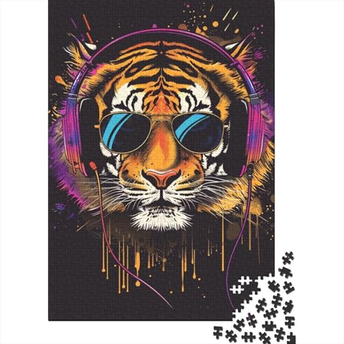 Tiger mit Kopfhörern, Puzzle für Erwachsene, 1000 Teile, Puzzle für Teenager ab 12 Jahren, 1000 Teile (38 x 26 cm) von LMYmoney