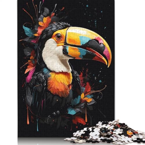 Tukan-Vogel-Tiere-Puzzle, schwierige Herausforderung, 100 Prozent recycelter Karton, Puzzle für Frauen und Männer, Muttertagsgeschenke, 1000 Teile (26 x 38 cm) von LMYmoney